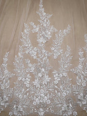 Elegant Floral Lace Sequins Cathedral Wedding Veil