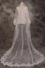 Elegant Lace Tulle Wedding Veil One Tier