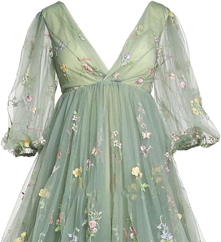 Embroidery Maternity Photoshoot Dress Tulle Robe Pregnancy Baby Shower Gown