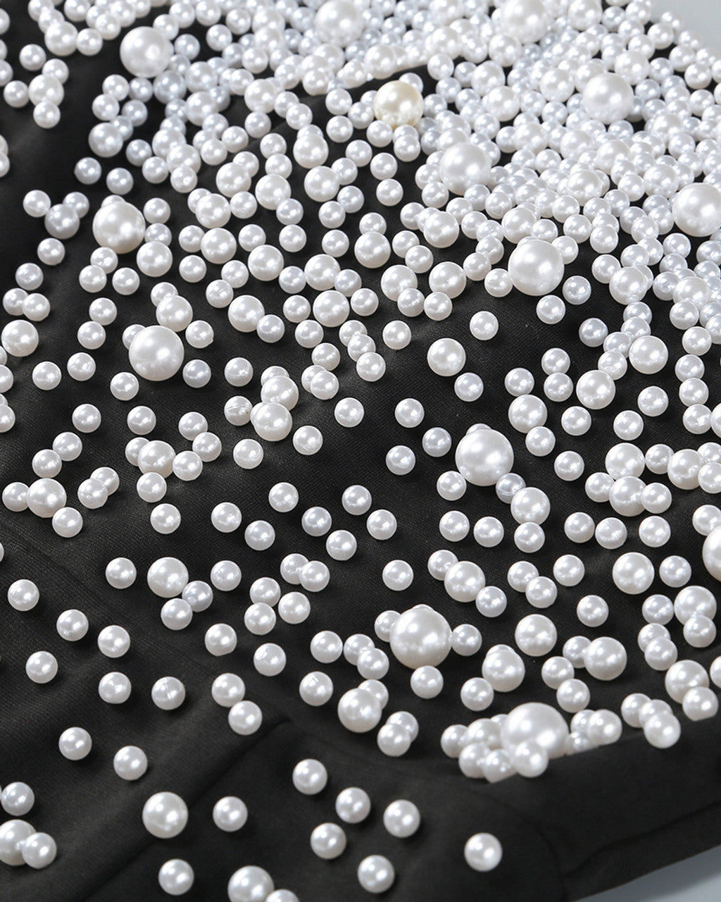 Floor Length Black Evening Gown Strapless Pearls Maxi Dress Mychicdress