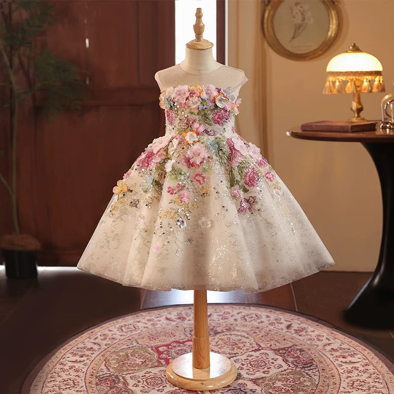 French Forest Style Girls Pageant Dress Short Princess Flower Girl dress Mychicdress
