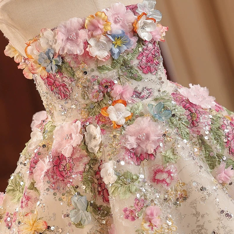 French Forest Style Girls Pageant Dress Short Princess Flower Girl dress Mychicdress