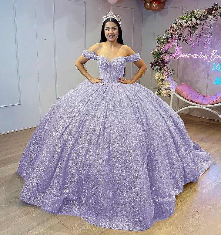 Glitter Lilac Quinceanera Dresses for Sweet 16 Ball Gowns Mychicdress