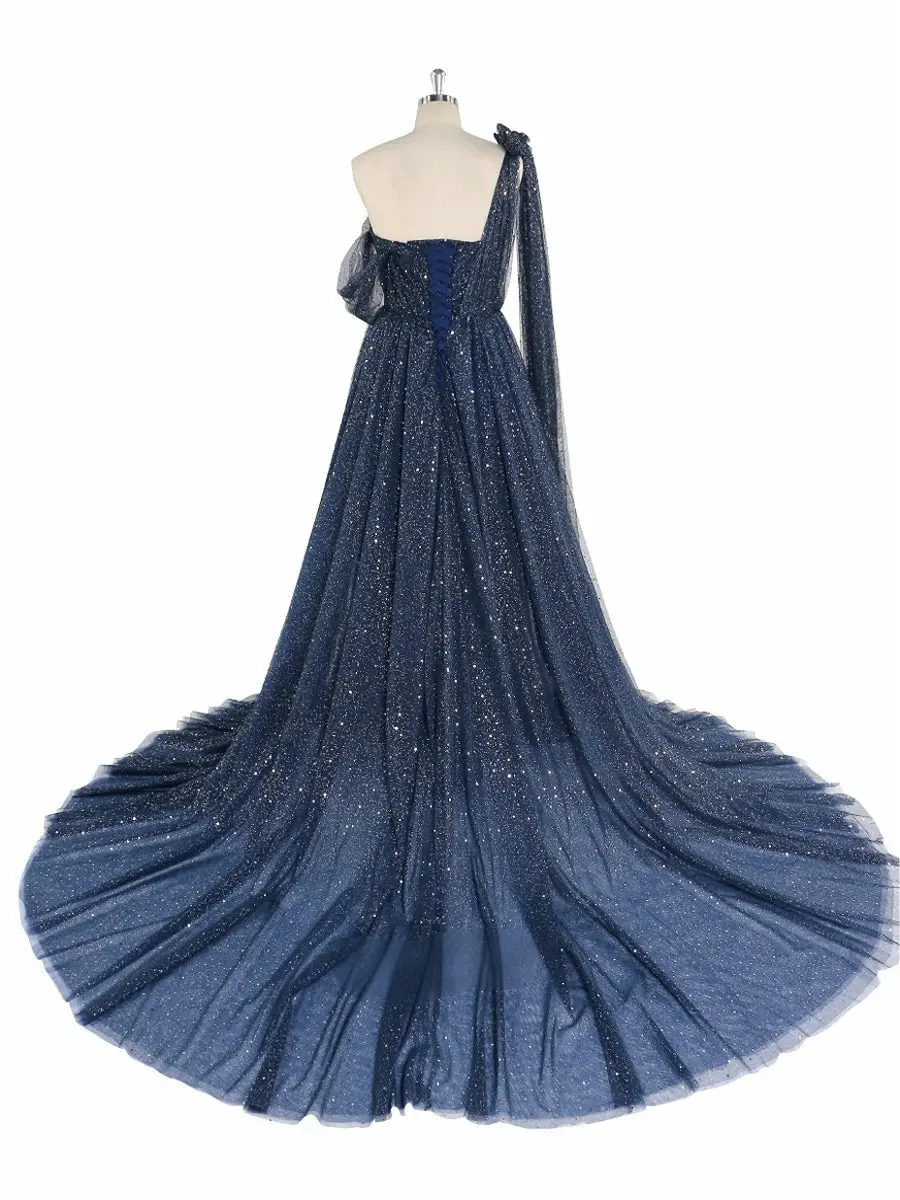Glitter Starry Women Photography Dress Mesh Long Formal Dress