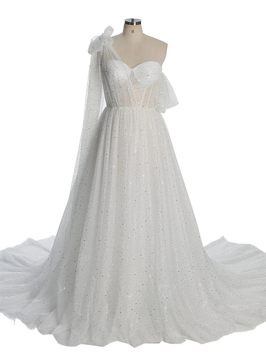 Glitter Starry Women Photography Dress Mesh Long Formal Dress