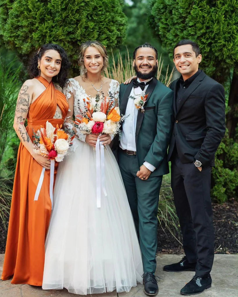 Hot Mismatched Bridesmaid Dress Burnt Orange Mermaid Maxi Dress Mychicdress