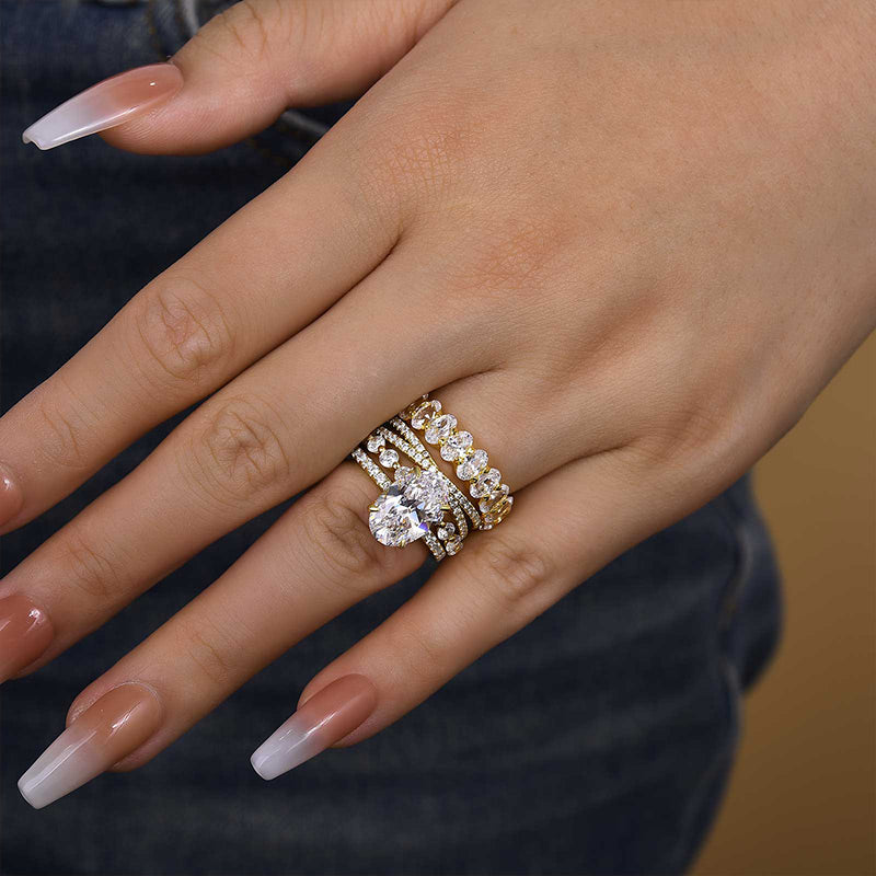 Hot Sale 4PC Wedding Ring Set For Women Sterling Silver Mychicdress