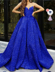 Blue sparkly evening gown Iridescent Sequin Prom Dresses Strapless Mermaid
