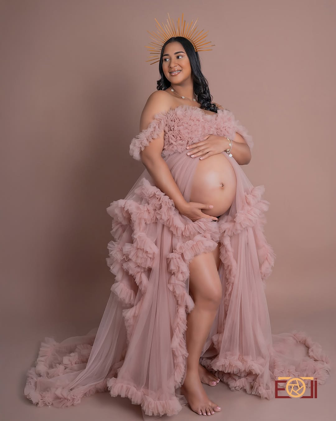 Ruffles Puffy Tulle Maternity Robe Tulle Pregnant Photo Shoot Robes