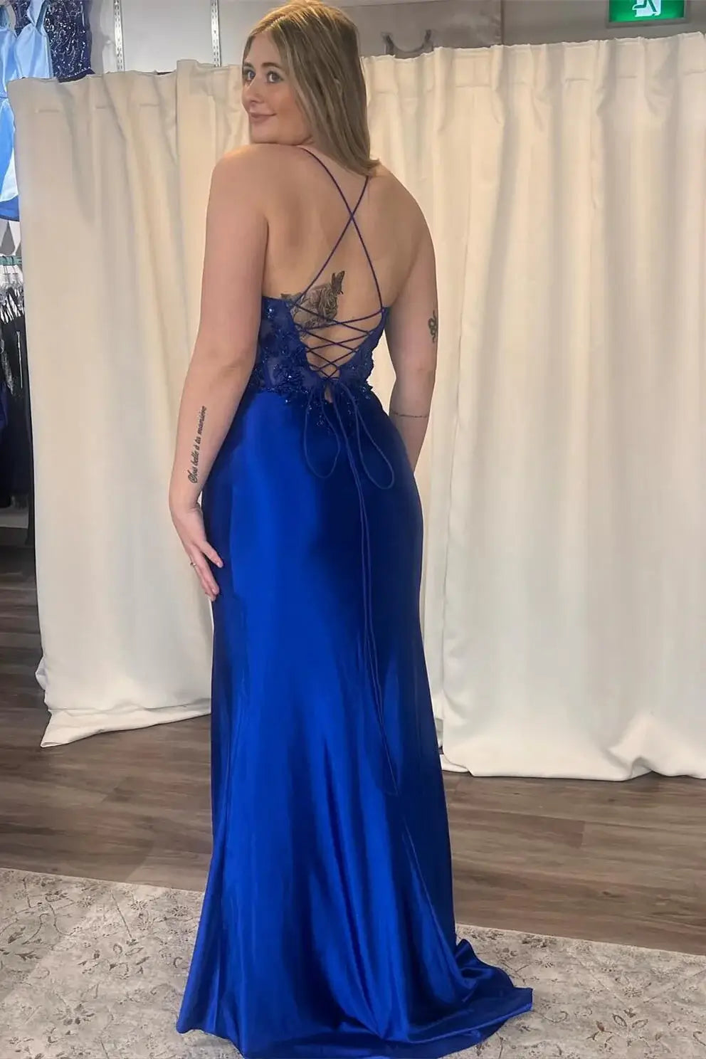 Mermaid Satin Royal Blue Prom Dress 2026 Long Evening Dress