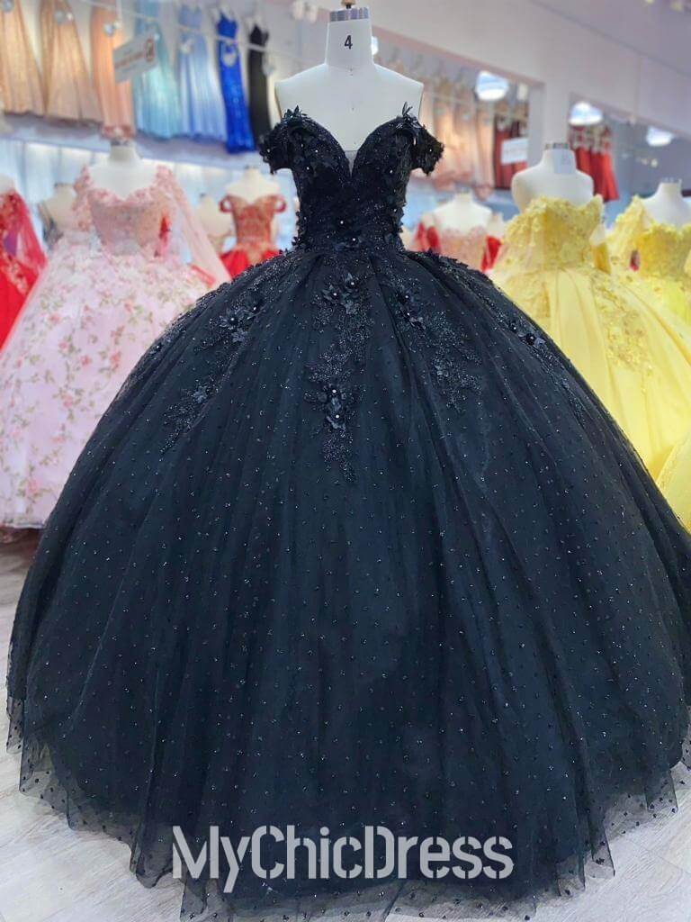 New Black Quince Dess for Sweet 16 Sequin Lace Gown