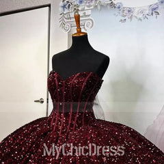 New Black Sweet 16 Dress Sparkly Sequin Quinceanrea Dresses Ball Gown