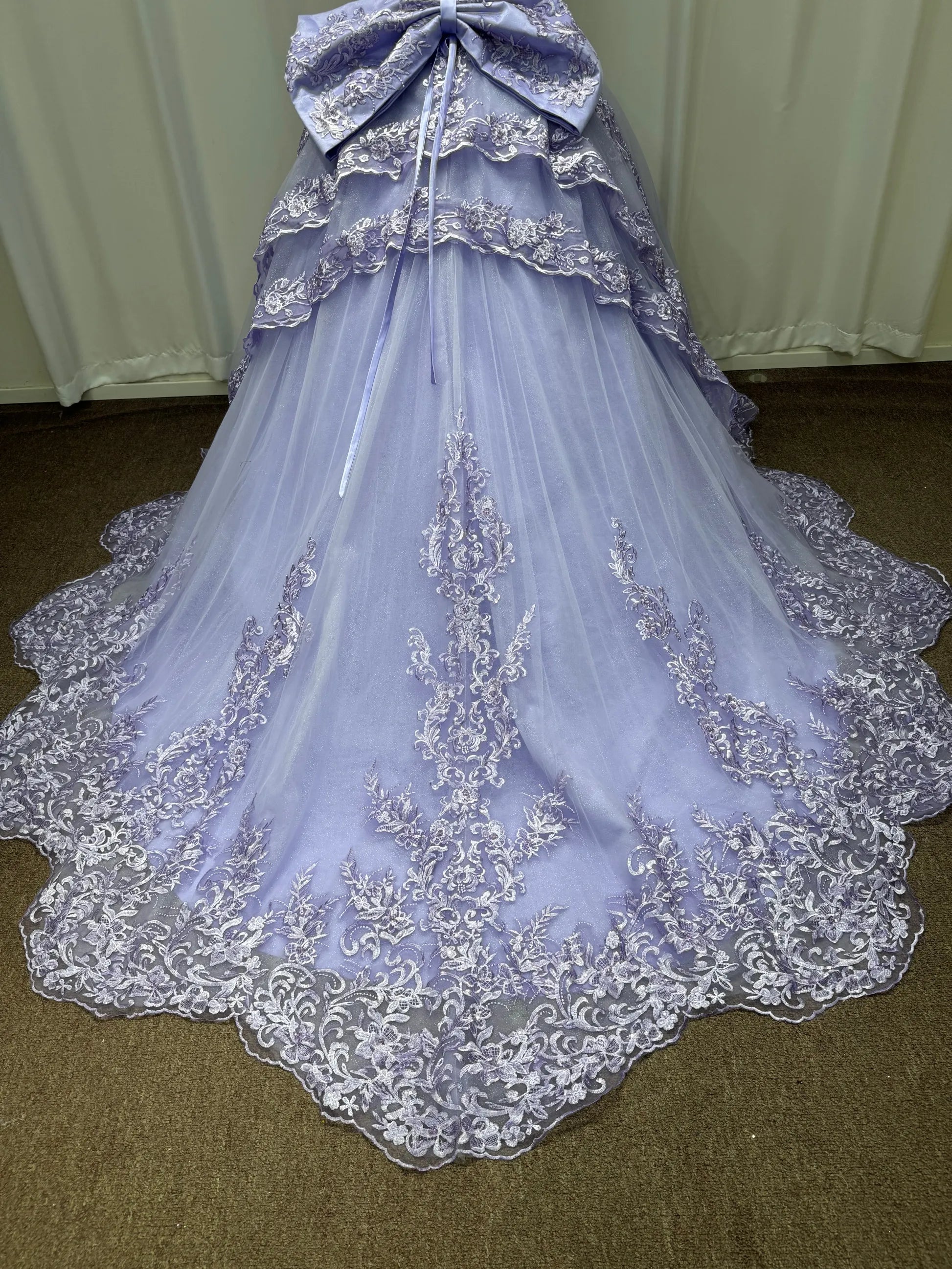 New Design Strapless Ball Gown Lavender Quinceanera Dresses with Bow
