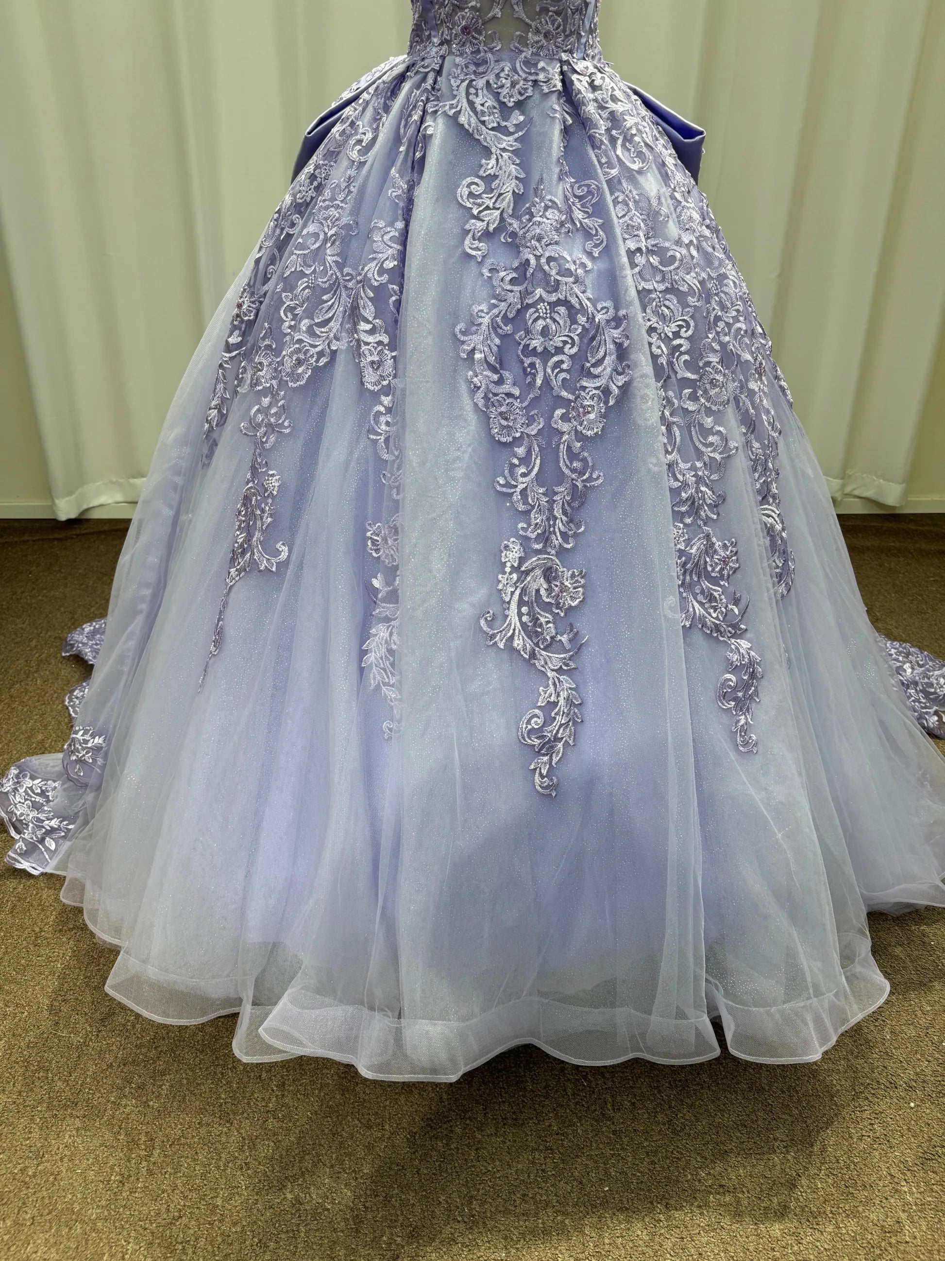 New Design Strapless Ball Gown Lavender Quinceanera Dresses with Bow