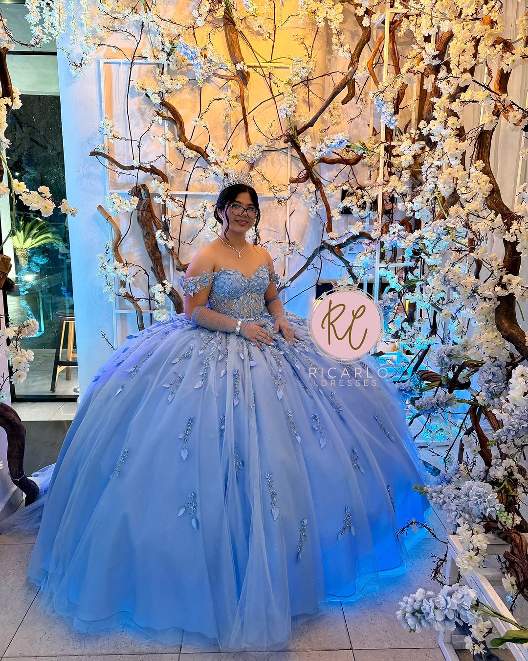 Off Shoulder Quinceanera Dress Blue Birthday Party Dress for Sweet 16 Mychicdress