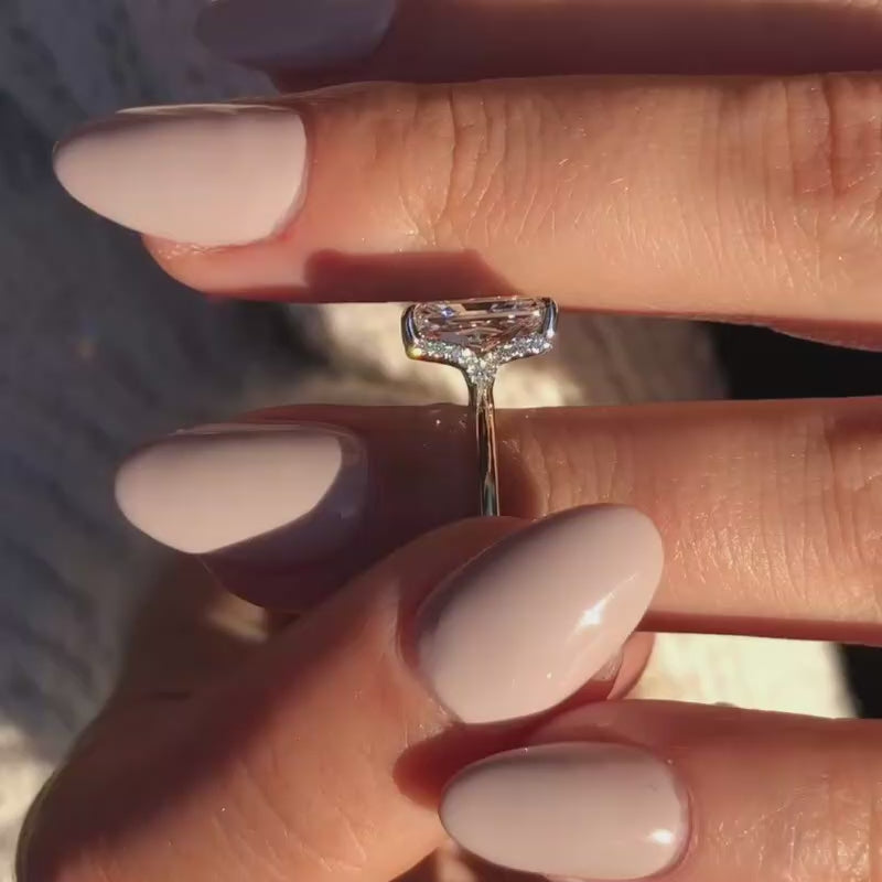 Affordable Emerald Cut Engagement Ring Sona Simulated Diamond Mychicdress