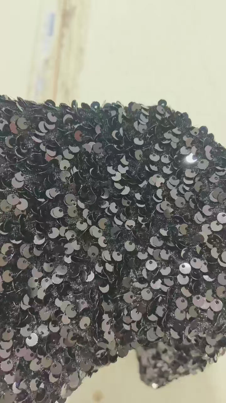 Vestido de fiesta largo con lentejuelas iridiscentes negras 2025, vestido formal de noche de sirena con escote en V