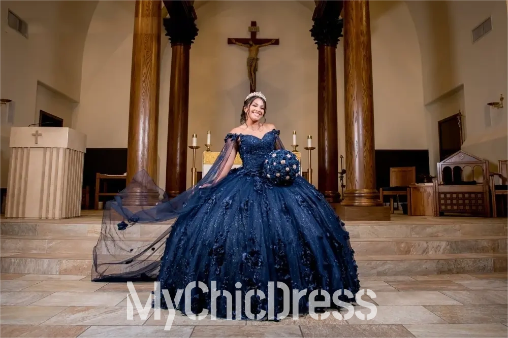 Princess Navy Blue Quinceanera Dress Near me