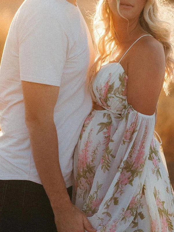 Print Chiffon Maternity Photoshoot Dress Maxi Dress Mychicdress