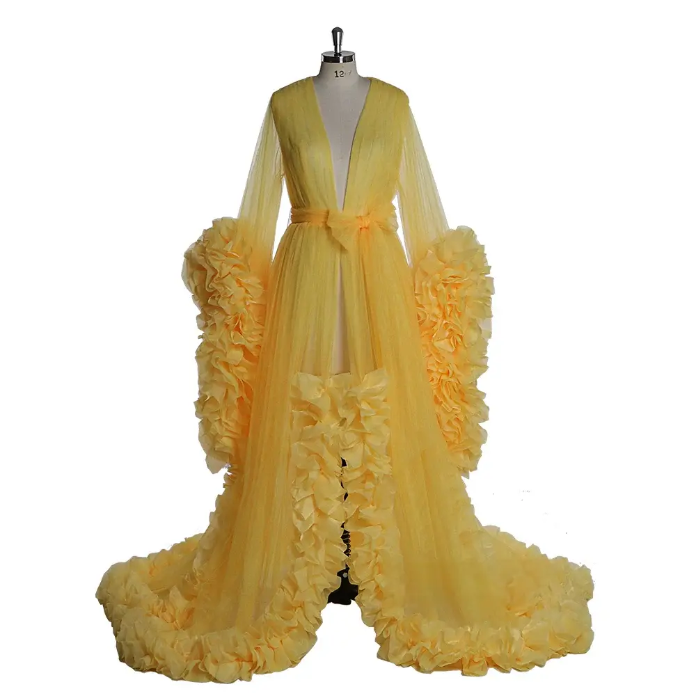 Bata de noche para mujer, bata de noche para sesión de fotos de maternidad de tul rosa hinchado, ropa de dormir