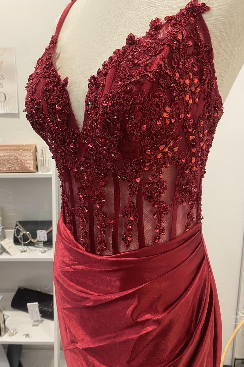 Red Strapls Lace Prom Dresses Mermaid Long Evening Gown Uk