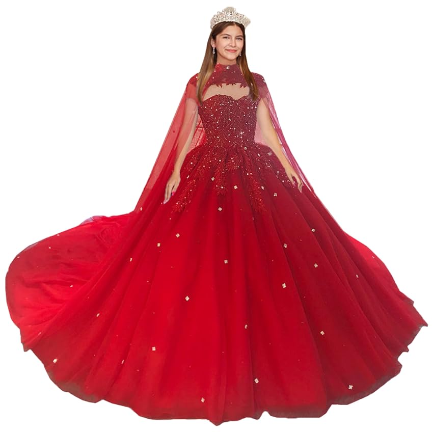 Vestidos de novia rojos 2025, vestido de baile con cristales, vestido de quinceañera para dulces 16