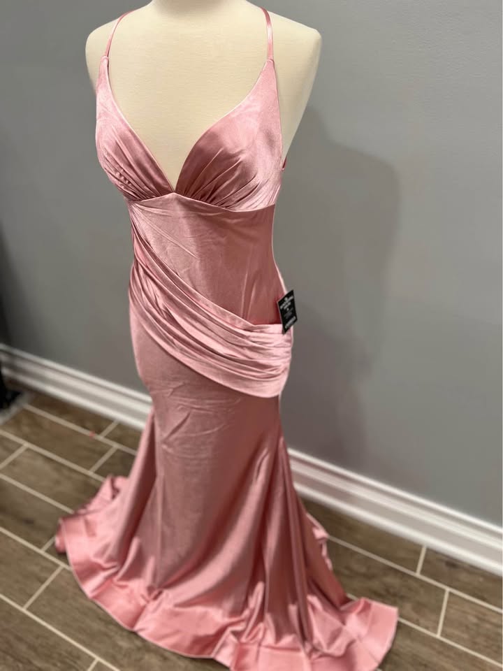 Winter Rose Pink Formal Dress for Wedding Guests Satin Mermaid