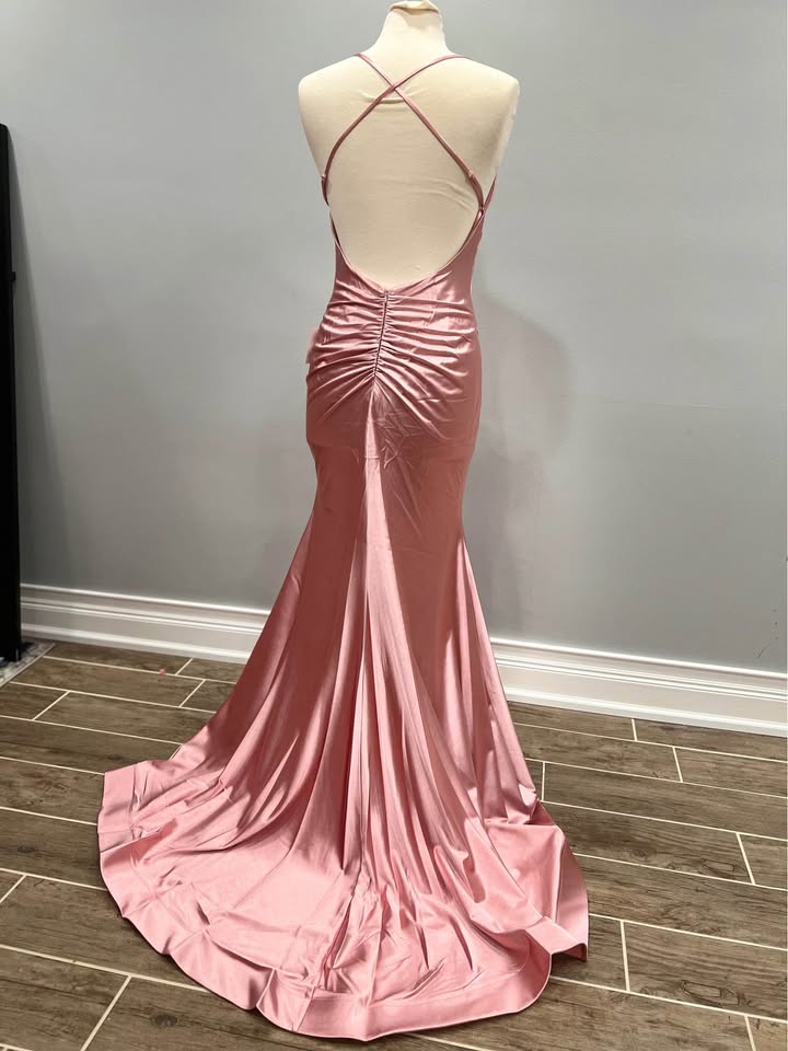Winter Rose Pink Formal Dress for Wedding Guests Satin Mermaid