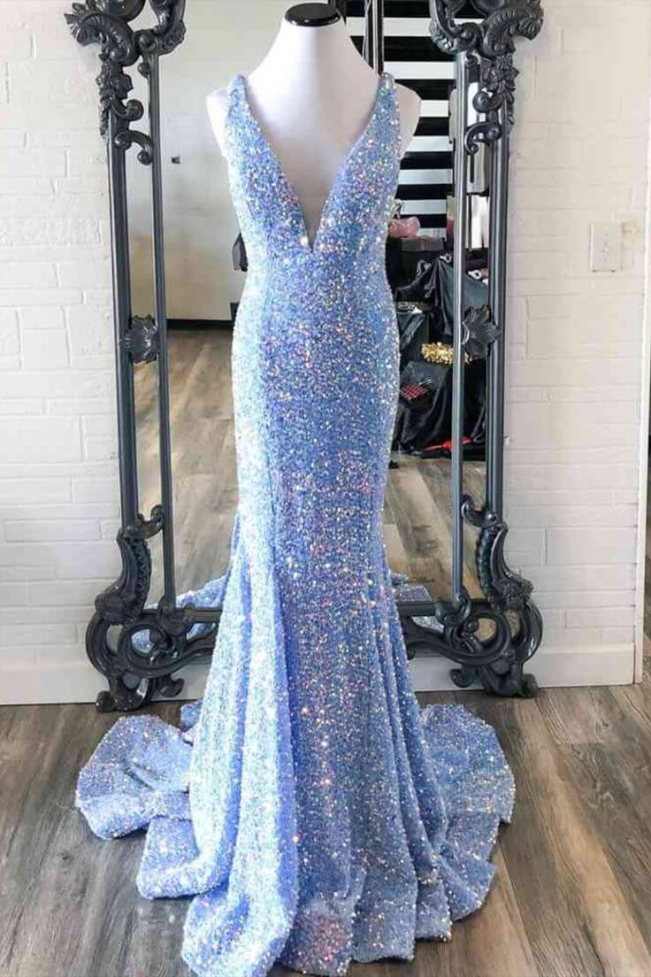 Vestidos de fiesta negros de cuello en V con lentejuelas, largos, estilo sirena, para Reino Unido