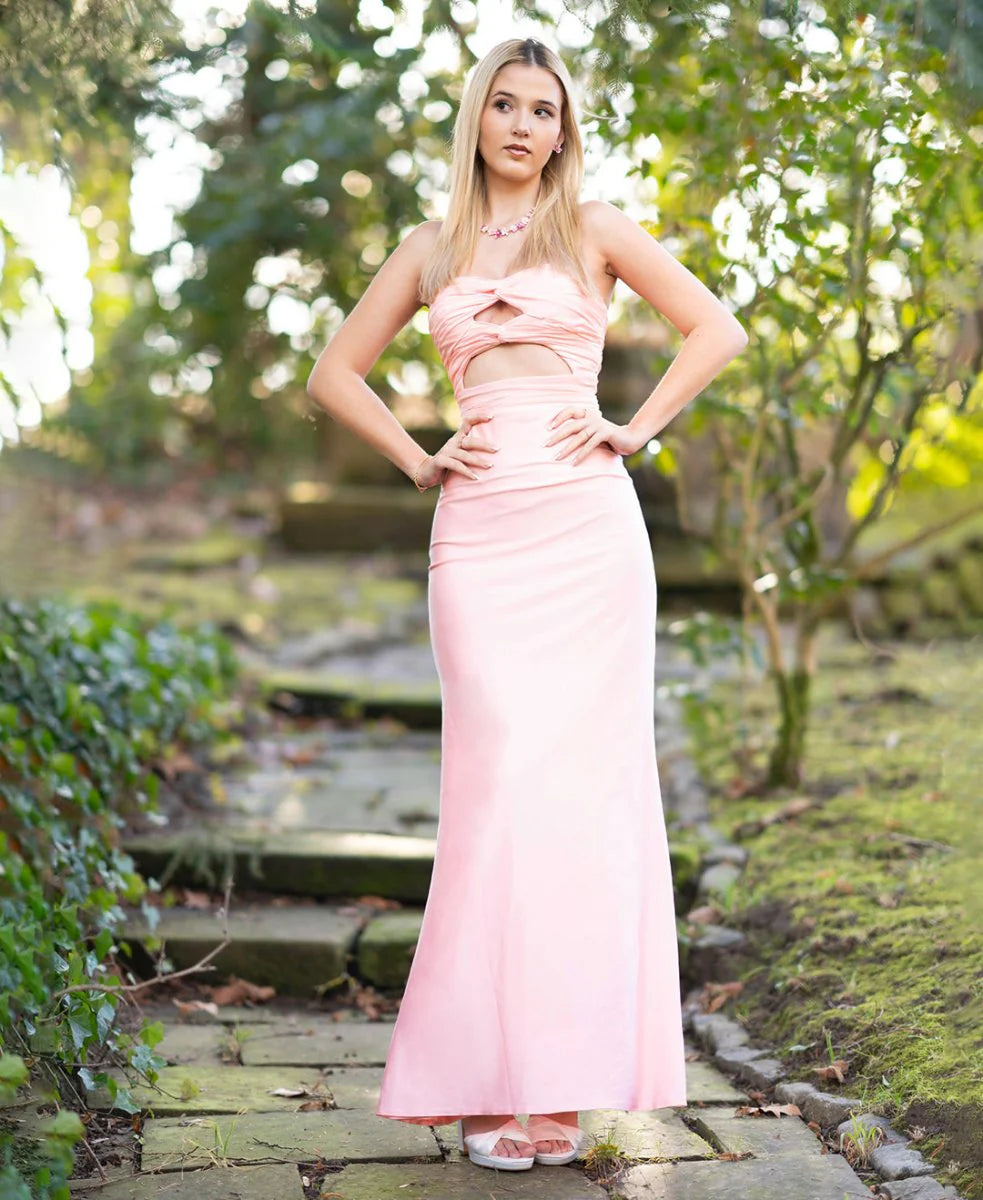Sheath Long Yellow Prom Dresses Strapless Formal Gown