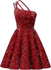 Sparkly One Shoulder Sequin Homecoming Dresses Short for Teens