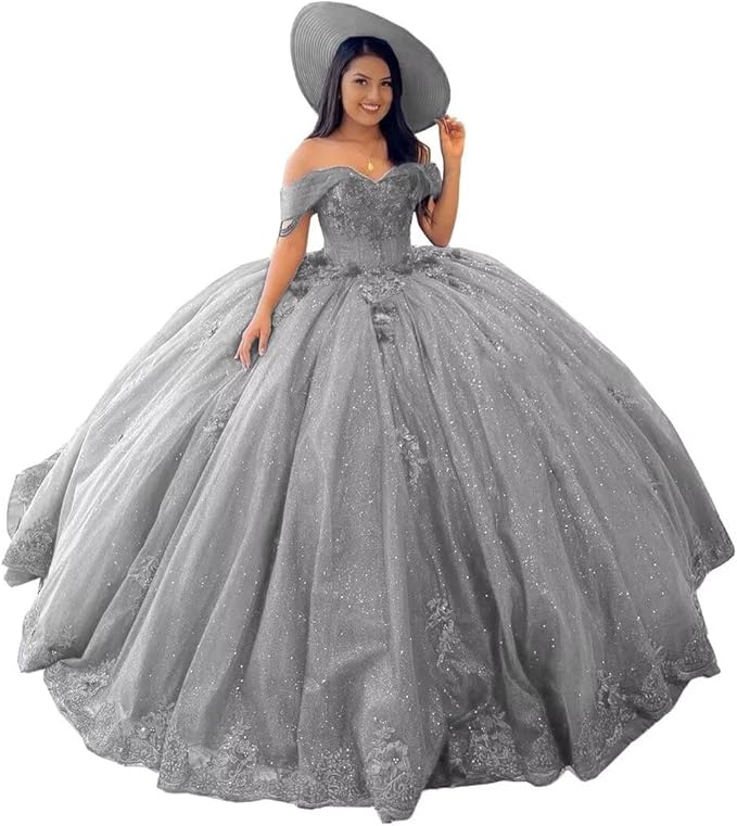 Navy Blue Puffy Sweet 16 Dress Beaded Quinceanera Dresses Off Shoulder