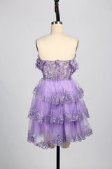 Sparkling Sequin Short Homecoming Dress Lilac Tulle Mychicdress