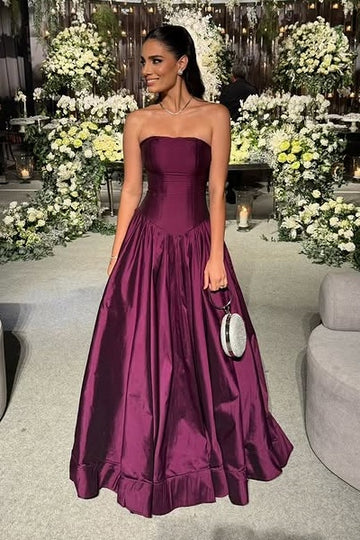 Vestido de noche azul marino con corsé sin tirantes y satén para fiesta de graduación sin mangas