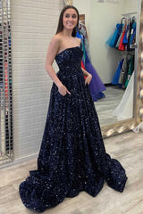 Vestido de fiesta formal con tirantes finos y purpurina azul, largo hasta el suelo, estilo sirena