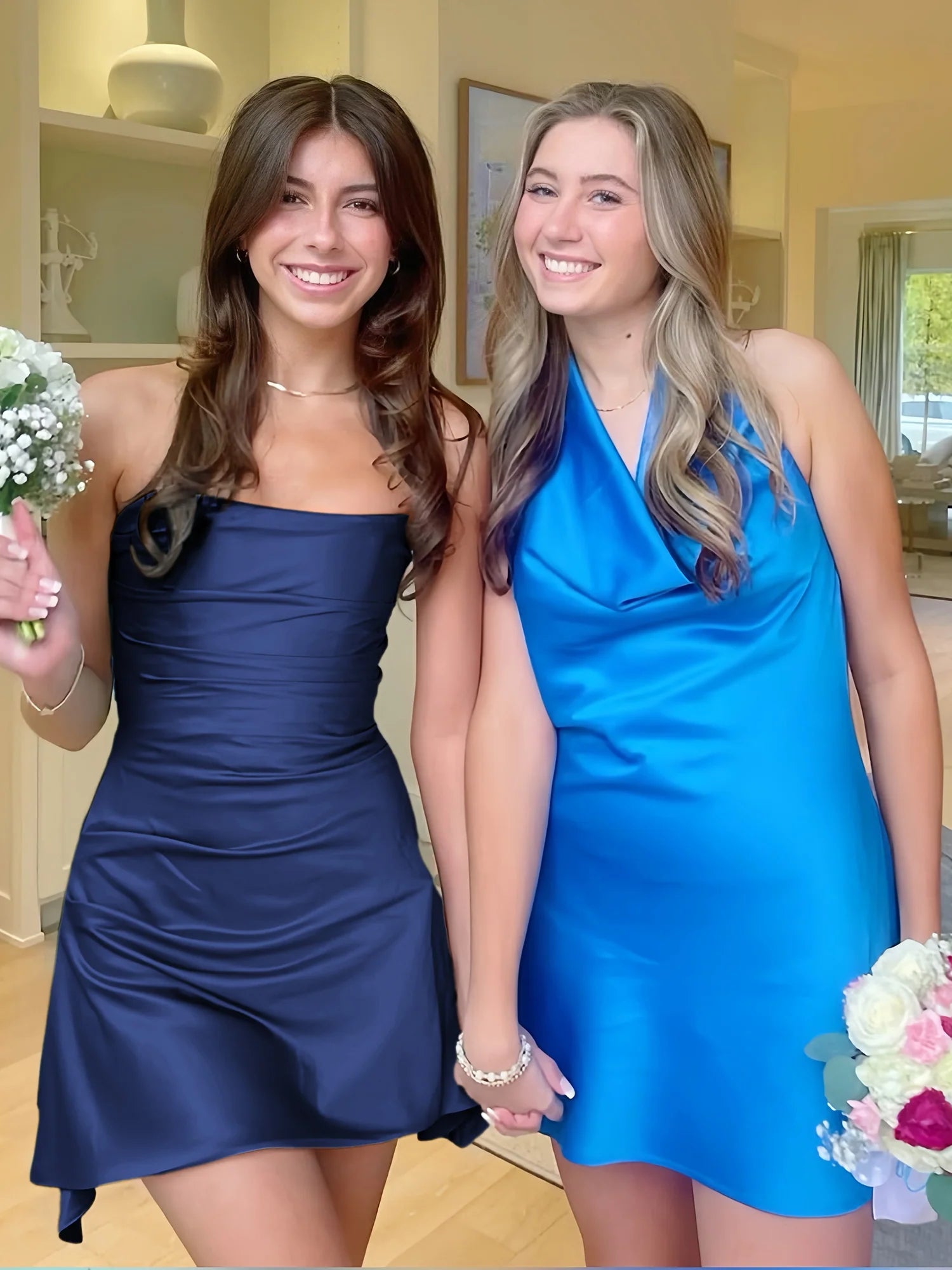 Strapless Mini Homecoming Dress Pink Satin with Irregular Hem