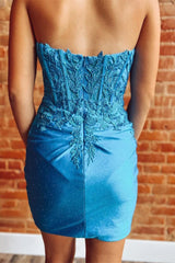 Strapless Short Lace Tighted Homecoming Dress Mychicdress