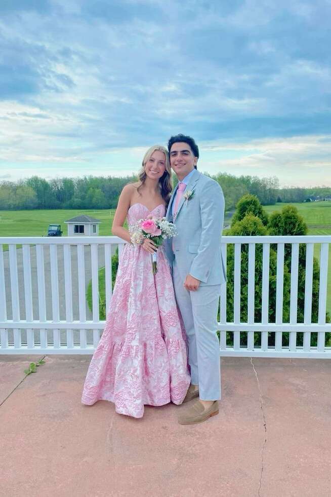 Sweetheart Print pink Evening Gown Floral Prom Dress A-line