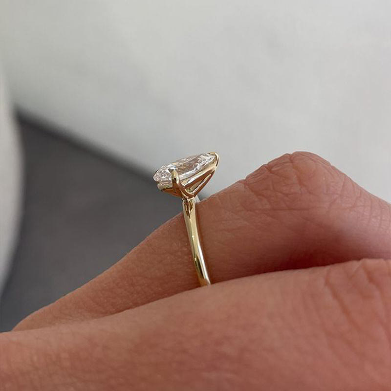 Unique Yellow Gold Women's Engagement Ring Two Pear Cut Mychicdress