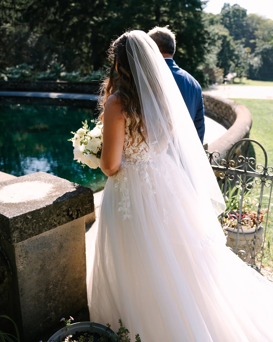 Unique Garden Wedding Dress Lace V Neck A-Line Beach Bridal Gown