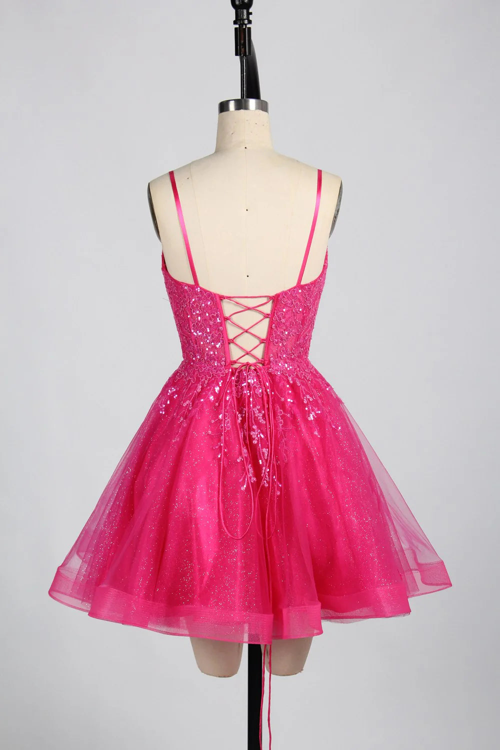 Wholesale Sparkling Short Sequin fuchsia Homecoming Dress