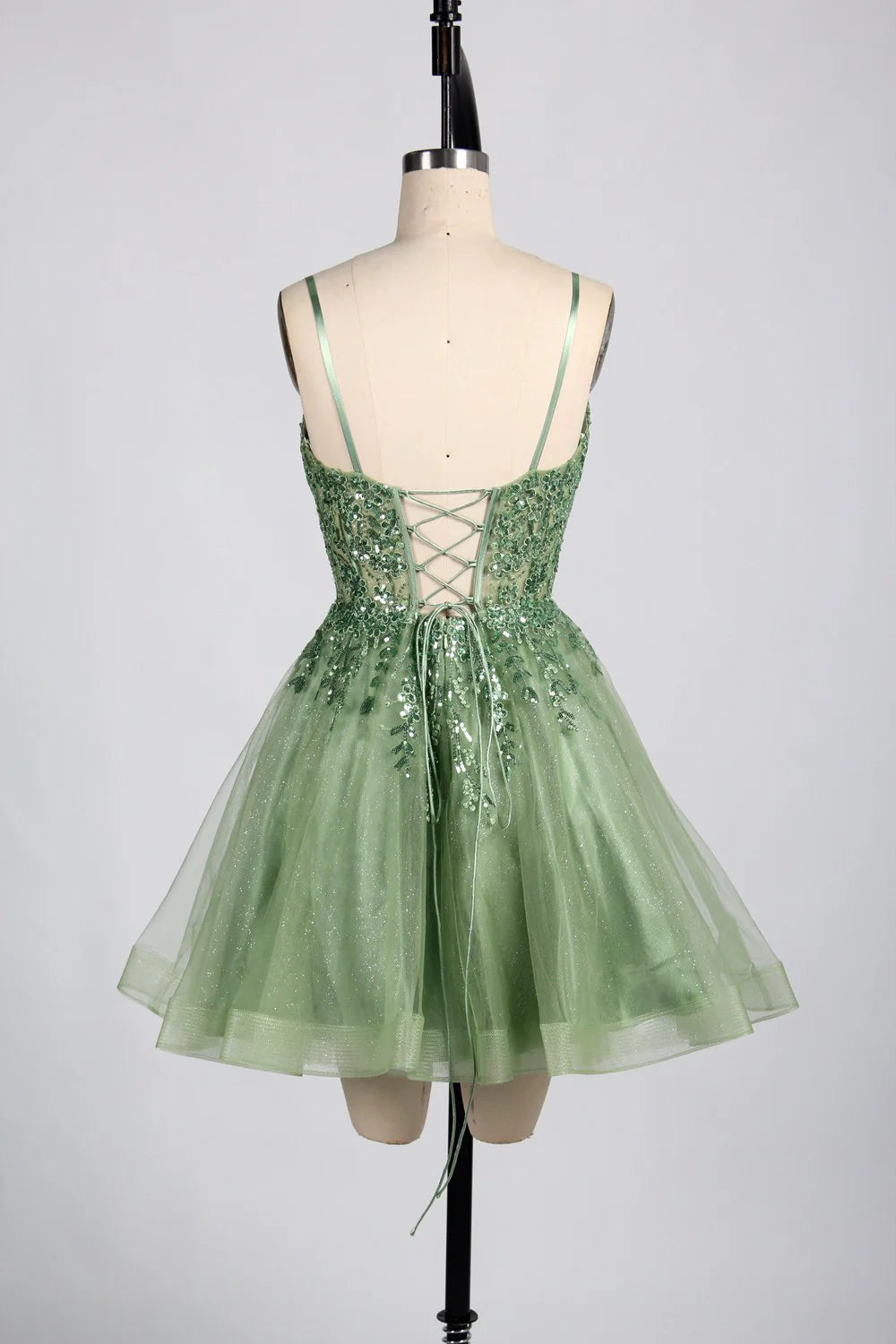Wholesale Sparkling Short Sequin Sage Green Homecoming Dress