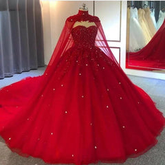 2025 Red Wedding Dresses Ball Gown Crystals Sweet 16 Quinceanera Dress MyChicDress