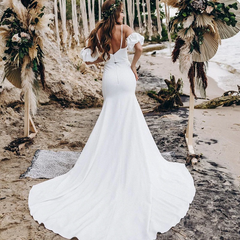 Vestidos de novia de playa de dos piezas de sirena con vestidos largos de verano divididos