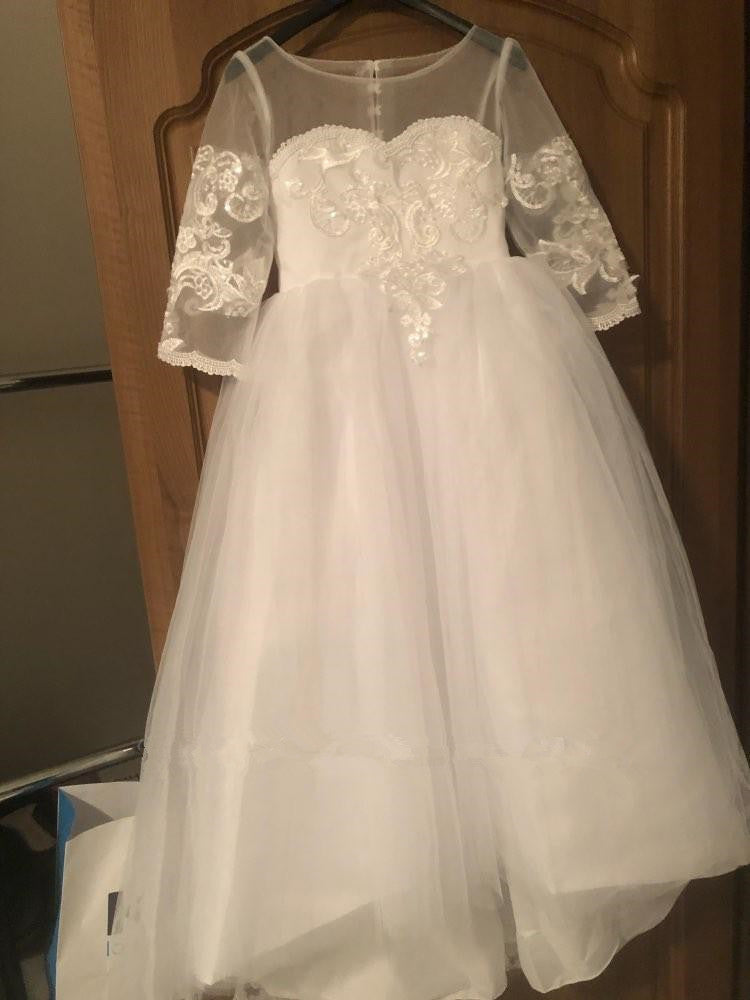 A-line Lace Tulle Flower Girl Dresses Long Sleeves Appliques MyChicDress