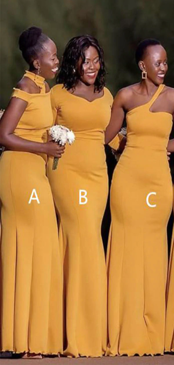 African Girl Yellow Wedding Guest Dress Cheap Mismatched Bridesmaid Dresses MyChicDress