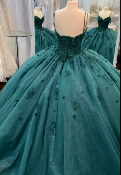 Ball Gown Beaded Green 2025 Vintage Quinceanera Dress Graduation Dresses MyChicDress