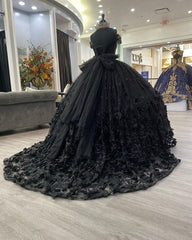 Vestido de fiesta 2024 Vestido de quinceañera negro con hombros descubiertos Vestido de novia gótico
