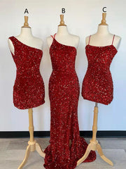 Best Burgundy Sequin Prom Dresses Mermaid Sleeveless Evening Gowns MyChicDress