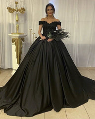 Vestidos de novia negros Vestido de fiesta gótico Vestido de novia con hombros descubiertos